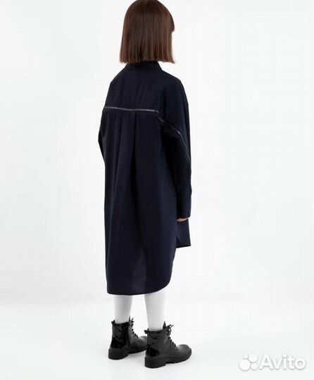 Блузка свободной формы удлиненная синяя Gulliver