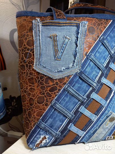 Сумка джинсовая женская ручной работы