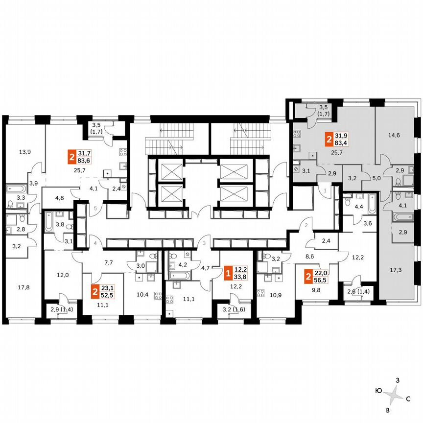 2-к. квартира, 83,6 м², 18/18 эт.