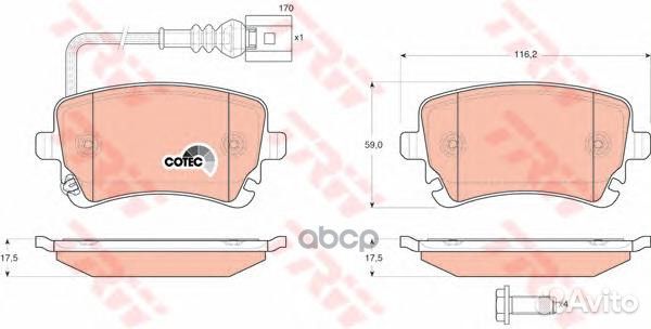 Колодки зад.VW T5, multivan GDB1557 TRW