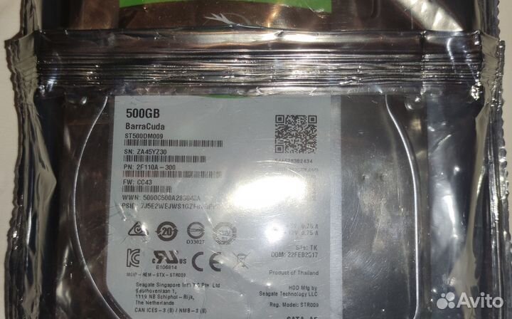 500 гб Жесткий диск Seagate BarraCuda ST500DM009