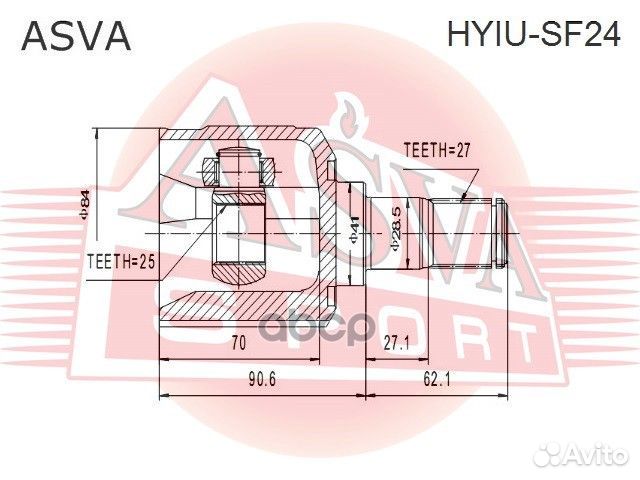 Шрус внутренний hyundai/ santa FE 2000-2006/25*