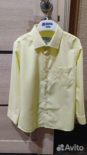 Рубашка праздничная для мальчика р-р 122 жёлтая