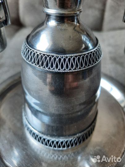 Советский коньячный набор штоф посеребрение