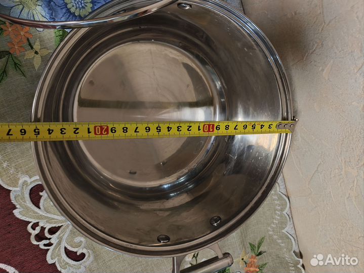 Кастрюля из нержавейки большая, ёмкость 6 литров