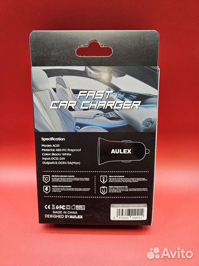 USB адаптер в прикуриватель Aulex AC01 / Чёрный