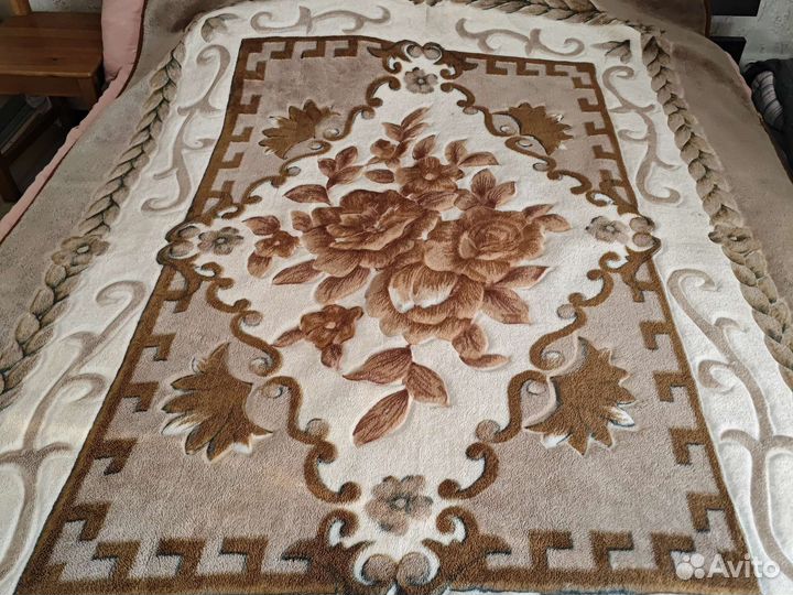 Покрывало плед одеяло плюшевое с цветами