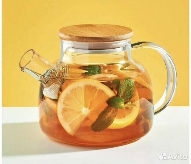 Стеклянный чайник заварочный