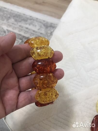 Янтарные бусы серьги и браслет