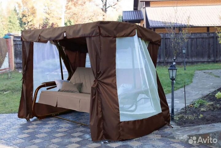 Тент-шатер на качели Оазис коричневый