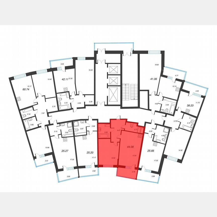 1-к. квартира, 46,7 м², 16/22 эт.
