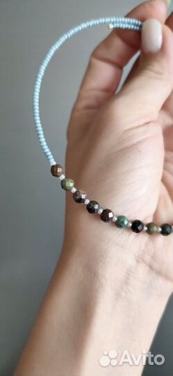 Чокер с натуральным камнем варисцитом