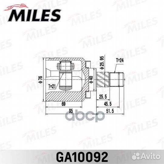 ШРУС nissan almera 00-06 внутр. GA10092 Miles