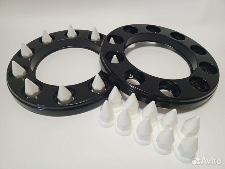 Колпаки 22.5 обод черные с белыми пиками 32/33мм