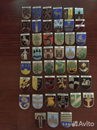 Значки.Гербы. Латвийская серия (Cu), горячая эмаль