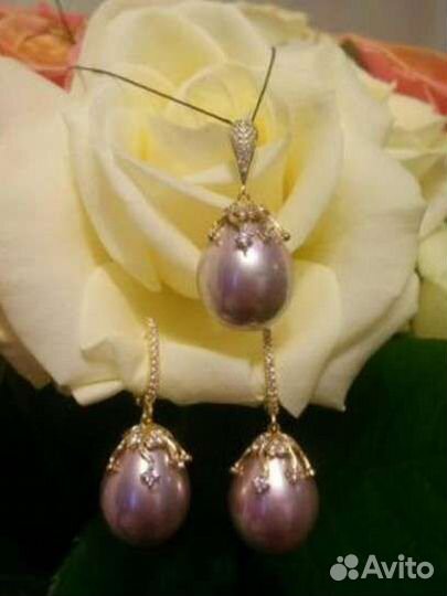 Серьги + кулон в подарок