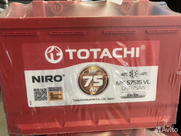 Аккумулятор totachi niro 75а/ч