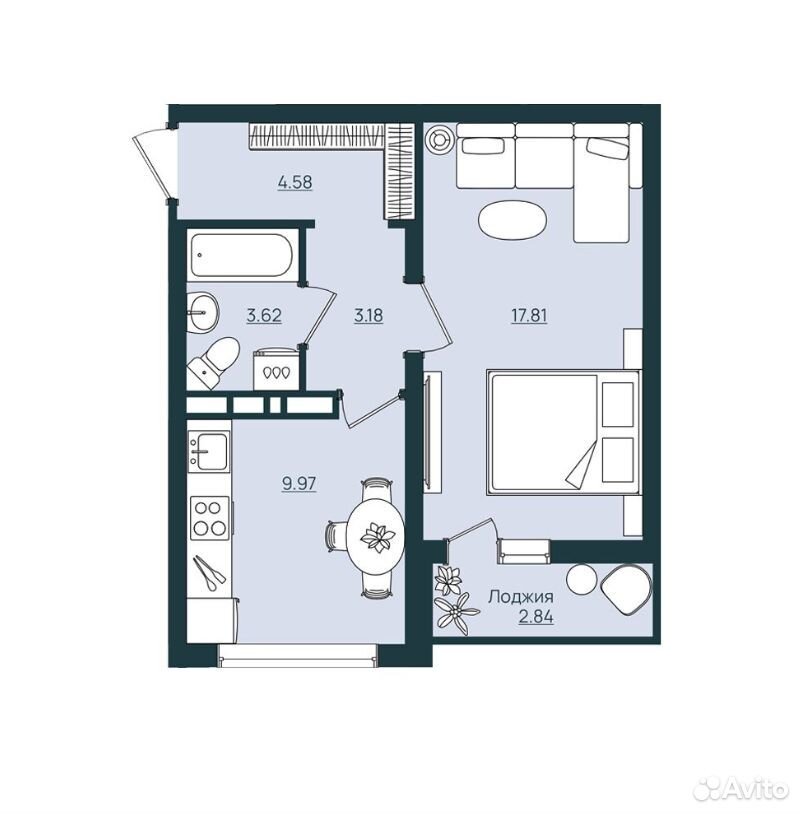 1-к. квартира, 40,6 м², 5/10 эт., Херсон