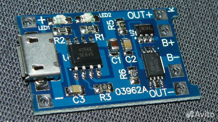 BMS аккумулятора TP4056 5В 1А с защитой