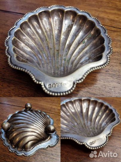 Рак Краб Ракушка икорница посеребрение