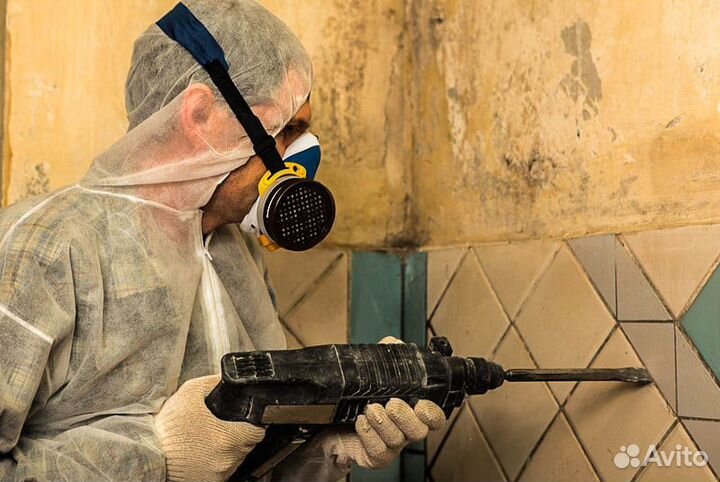 Демонтаж пола, стен, вывоз мусора