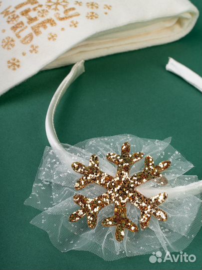 Колготки для девочек новогодние с ободком 4-5 лет