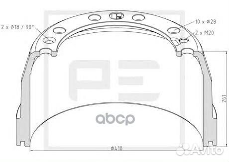 146.131-00A торм.барабан 410x175/199 H261 d2