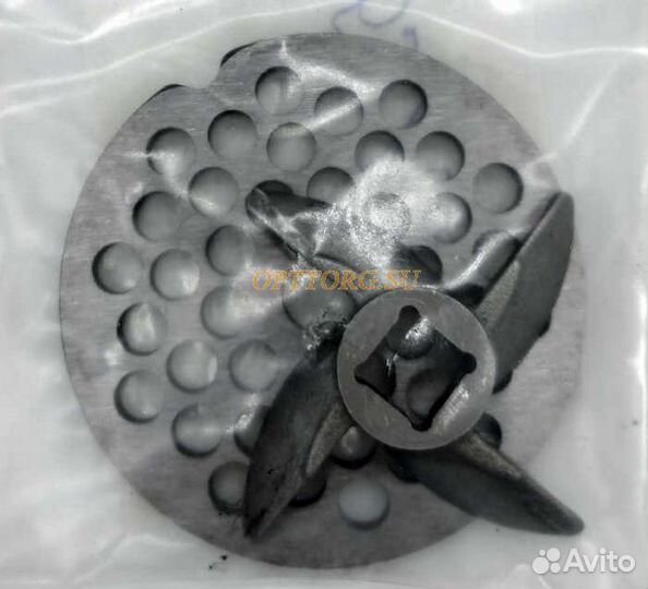 Решетка мясорубки аксион, мелкая + нож; 48066