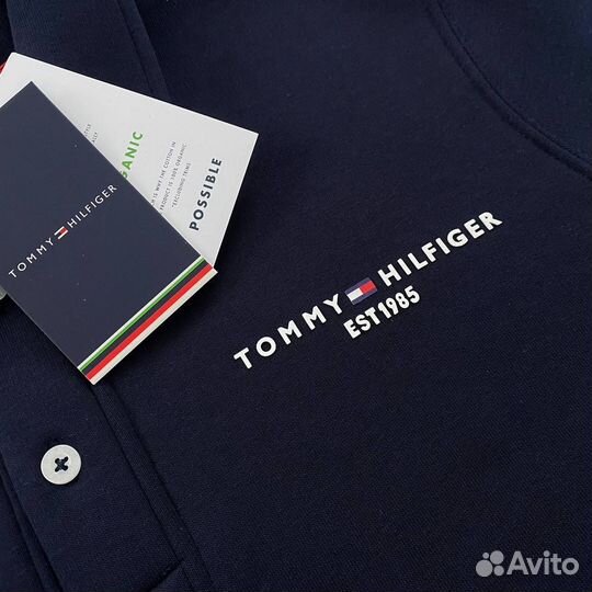 Tommy hilfiger свитшот на пуговицах синий (флис)