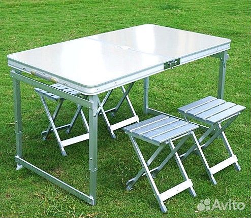 Складной туристический стол + алюминиевые стулья