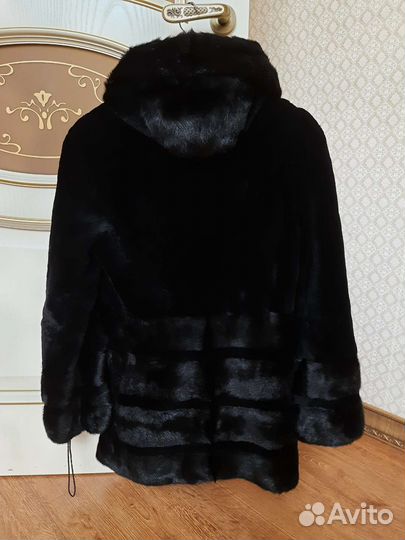 Шуба норковая с капюшоном