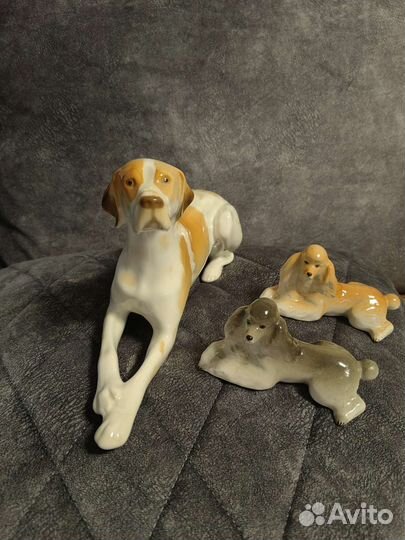 Пойнтер лфз, пудели лфз,статуэтки собак фарфоровые