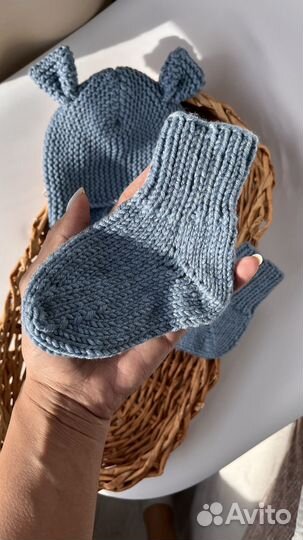 Шапочка детская вязаная Mouse с ушками из мериноса