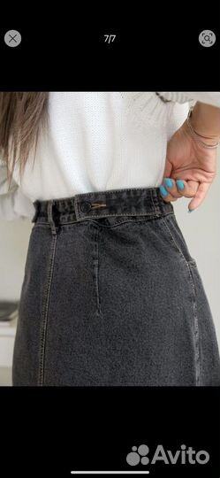 Джинсовая юбка миди