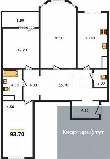 3-к. квартира, 93,7 м², 9/18 эт.