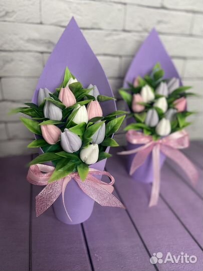Букет тюльпанов из мыла ручной работы