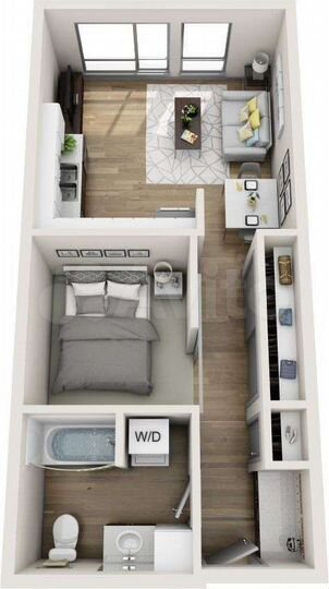 Своб. планировка, 37,4 м², 19/20 эт.