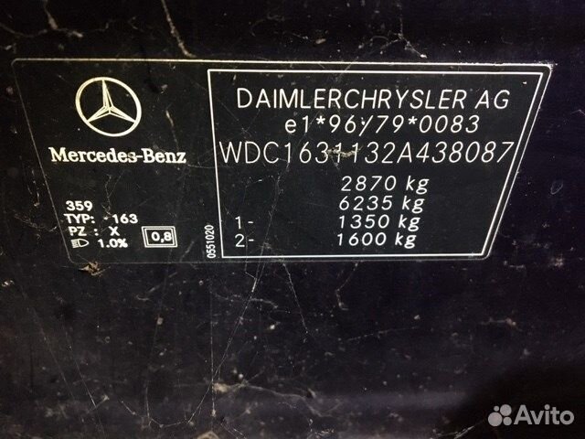 Разбор на запчасти Mercedes ML W163