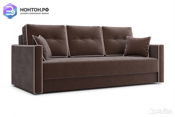 Диван еврокнижка Леон 3-х местный коричневый