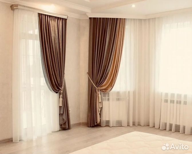 Штора из вуали молочного цвета 600х320