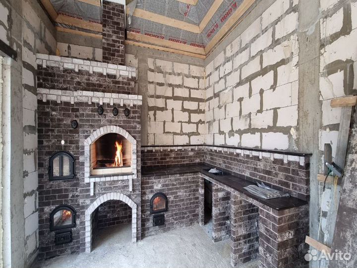 Кладка барбекю, мангальных зон, печей каминов