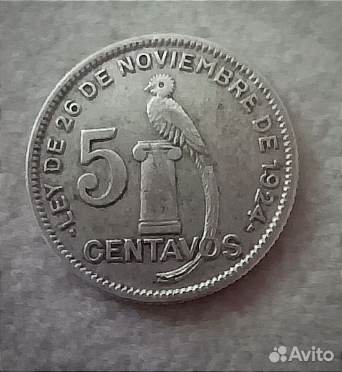 Монета Гватемала 5 сентимо 1934 г