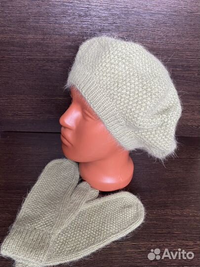 Комплект берет, варежки и бактус