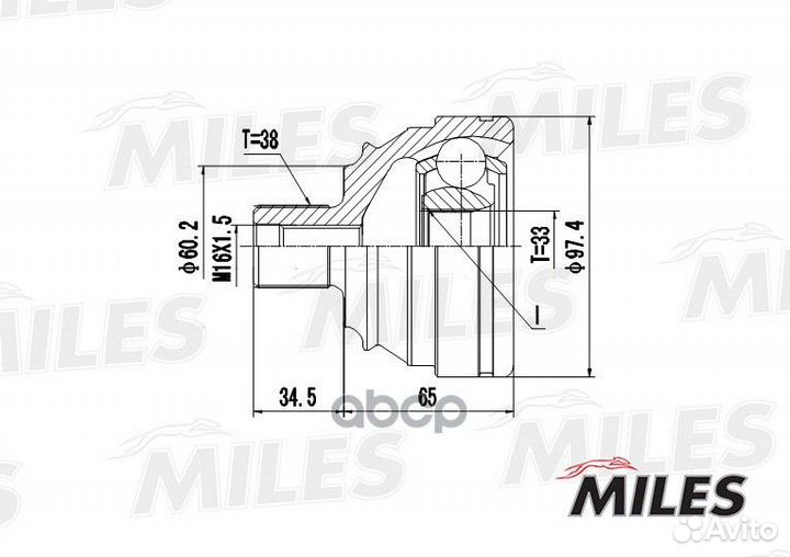 ШРУС VW T4 1.8-2.5 90-03 нар. ga20526 Miles