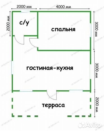 Каркасный садовый дом 8х6м с террасой