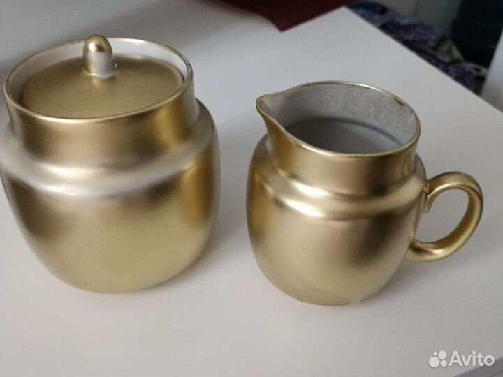 Молочник и сахарница под золото