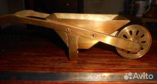 Винтажная садовая тачка, латунь, Швеция