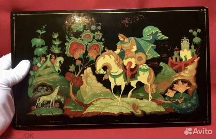 Картина лаковая «Витязь на Распутье» СССР