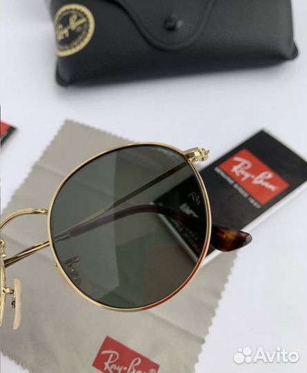 Очки ray ban round metal зеленые