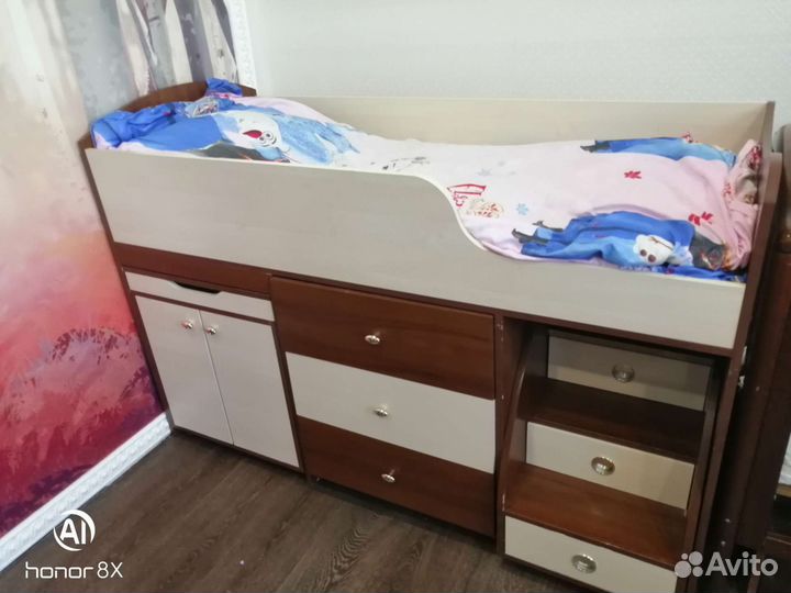 Кровать детская с лестницей 70х160